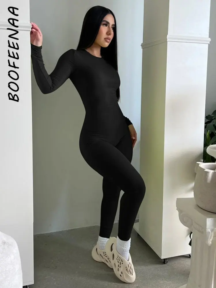 BOOFEENAA облегающие брюки с длинным рукавом, комплект из двух предметов, женский черный повседневный спортивный костюм
BOOFEENAA облегающие брюки с длинным рукавом, комплект из двух предметов, женский черный повседневный спортивный костюм