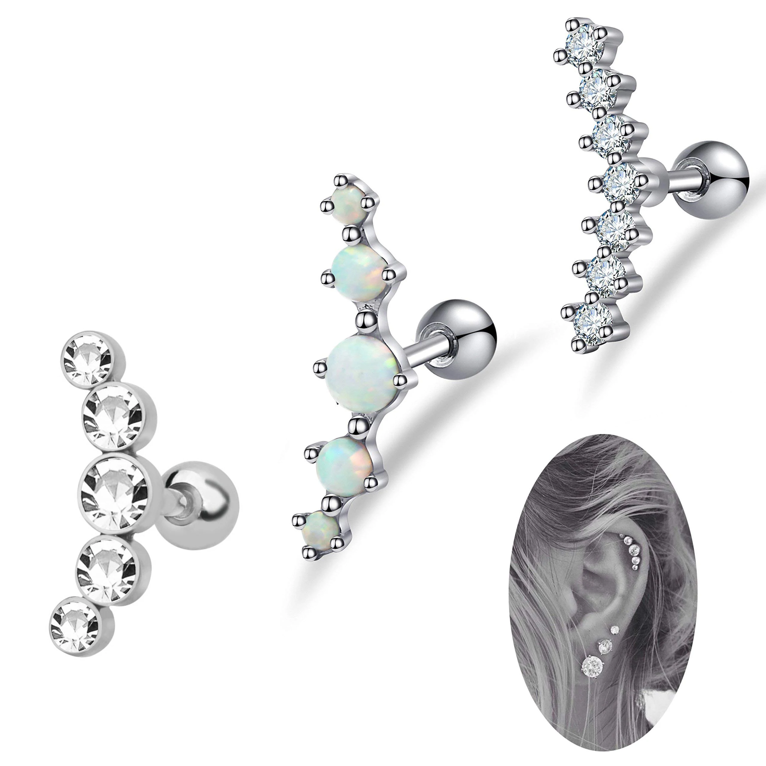 Серьги-гвоздики из нержавеющей стали с фианитом для женщин и девушек, набор ювелирных украшений для пирсинга на хрящевой основе, раковине, Р...
Серьги-гвоздики из нержавеющей стали с фианитом для женщин и девушек, набор ювелирных украшений для пирсинга на хрящевой основе, раковине, Р...