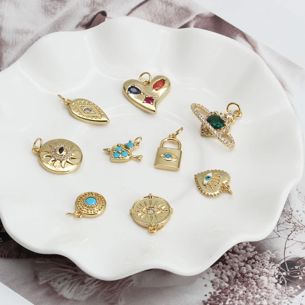 Meibeads Gold-plated Zircon Pendant Evil Eye Heart Planet Sun Lock Bruce Eye Charm for Jewelry Making Necklace Diy Accessories
Meibeads Gold-plated Zircon Pendant Evil Eye Heart Planet Sun Lock Bruce Eye Charm for Jewelry Making Necklace Diy Accessories