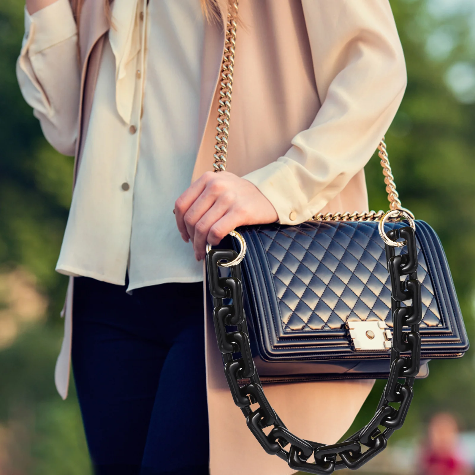 Bag Accessories DIY Strap Wallet Tote Handbag Replacement Women Crossbody Chain Flat Black Chunky Shoulder Purse
Bag Accessories DIY Strap Wallet Tote Handbag Replacement Women Crossbody Chain Flat Black Chunky Shoulder Purse