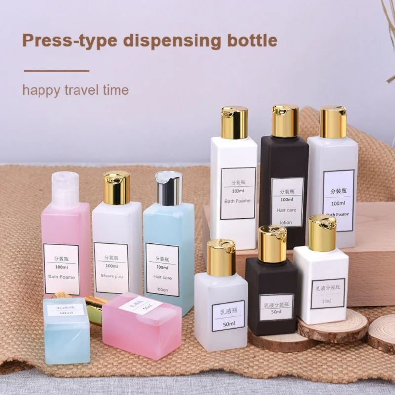 

50Ml PE Square Flip Top Cap Cosmetic Makeup Cream Container Empty Emulsion Shampoo Lotion Travel Refillable Squeeze Bottles