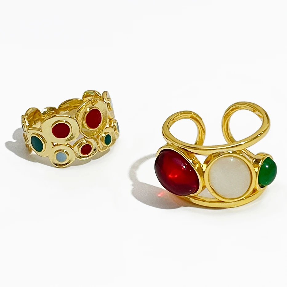 Peri'sBox Vintage Golden Multiple Rainbow Enamel Dot Chunky Ring for Women Triple Cat Eye Gem Wide Open Finger Rings Jewelry
Peri'sBox Vintage Golden Multiple Rainbow Enamel Dot Chunky Ring for Women Triple Cat Eye Gem Wide Open Finger Rings Jewelry
