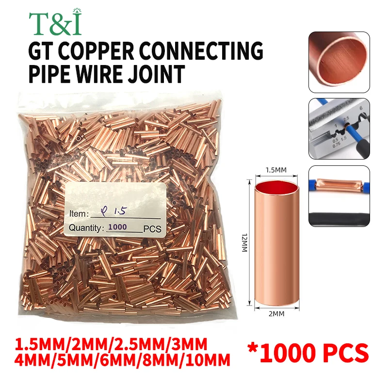 GT copper pipe butt joint intermediate terminal copper pipe wire connecting pipe straight crimping pipe cold crimping terminal
GT copper pipe butt joint intermediate terminal copper pipe wire connecting pipe straight crimping pipe cold crimping terminal