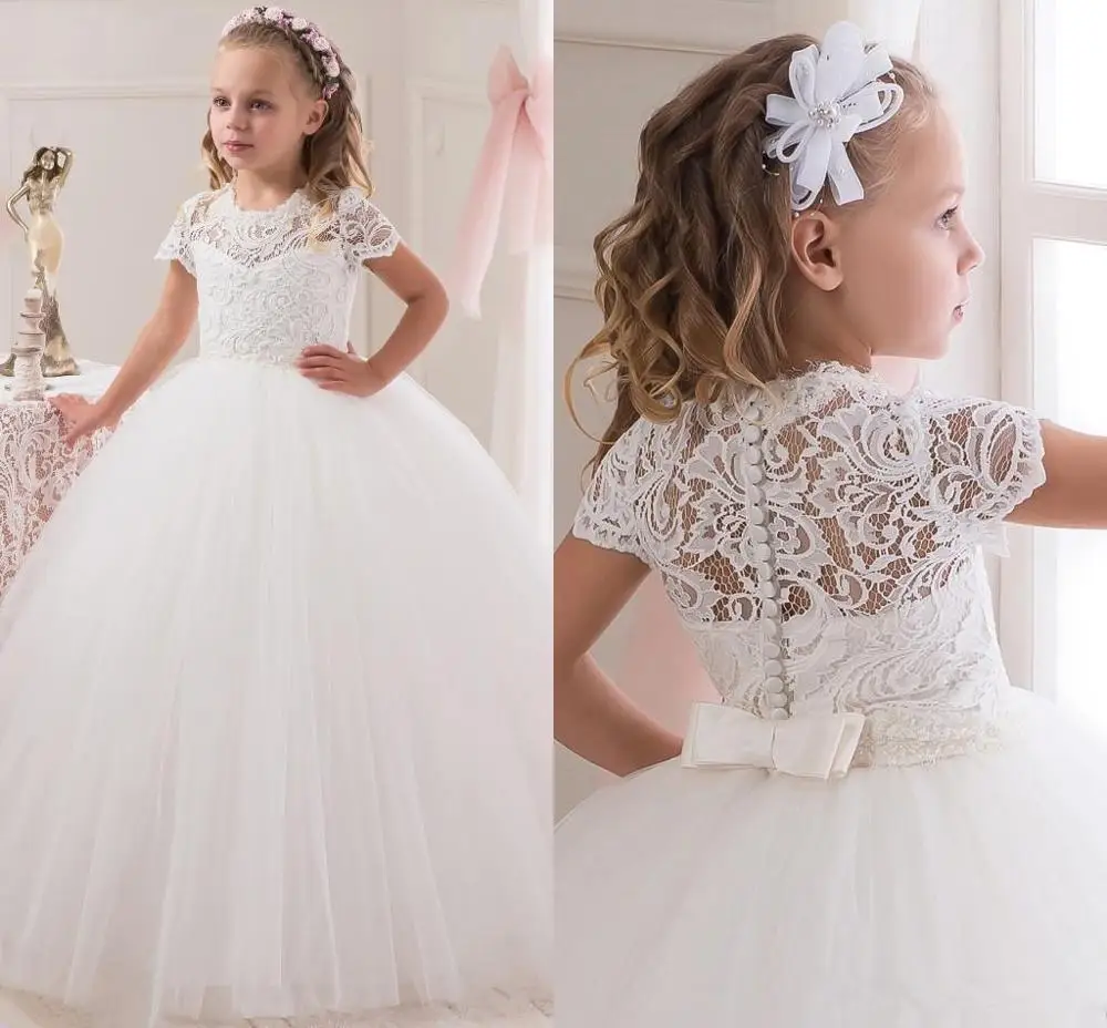 Pageant Short Sleeve Kids Simple Cheap Princess Gowns White Lace Ball Gown Flower Girl Dresses For Wedding Birthday Party
Pageant Short Sleeve Kids Simple Cheap Princess Gowns White Lace Ball Gown Flower Girl Dresses For Wedding Birthday Party