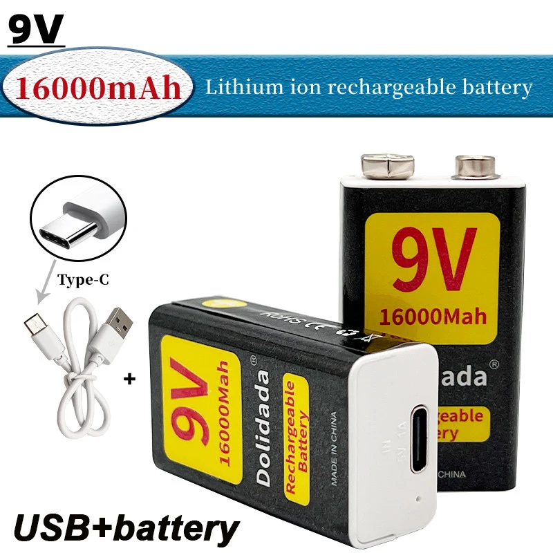 New 9V16000mAh, Rechargeable Lithium-ion Battery+special Charging Cable, Suitable for Multimeter, Microphone, Toy Remote Control
New 9V16000mAh, Rechargeable Lithium-ion Battery+special Charging Cable, Suitable for Multimeter, Microphone, Toy Remote Control