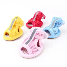 4PCS/set Blue Summer Non-slip Dog Shoes Breathable Sandals for Small Dogs Pet Dog Socks Sneakers for Dogs Puppy Cat Shoes Boots