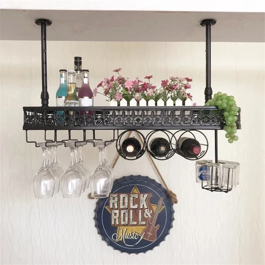 Vintage Bronzed Black Iron Casting Ceiling Hang Upside Down Wine Goblet Holders Tall Glasses Bottle Storage Bar Pub Rack 60x25cm
Vintage Bronzed Black Iron Casting Ceiling Hang Upside Down Wine Goblet Holders Tall Glasses Bottle Storage Bar Pub Rack 60x25cm