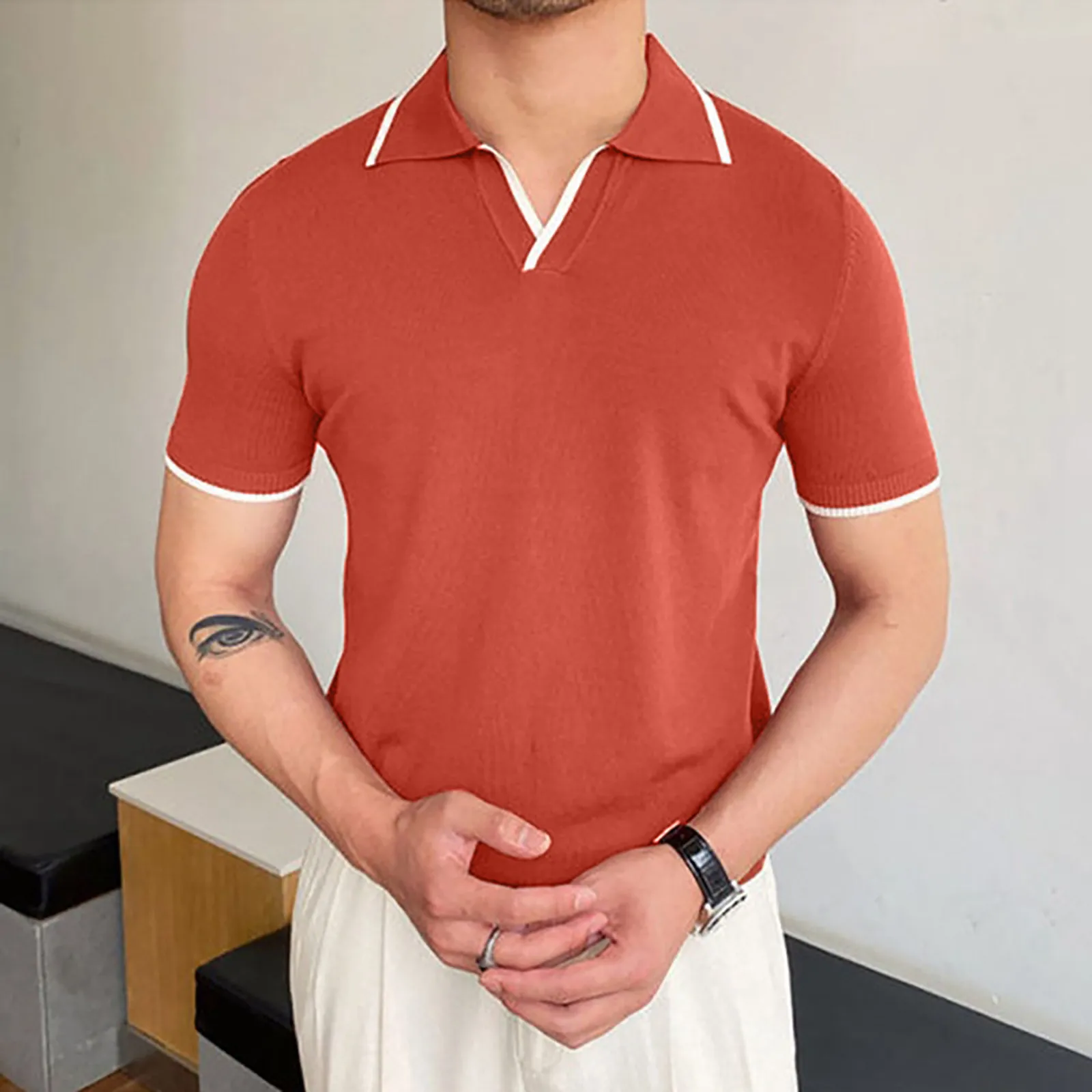 Solid Color Tee Lapel Short-sleev Men's T-shirt Fashion Breathable Male Business Shirts Футболка Мужская Camisas De Hombre
Solid Color Tee Lapel Short-sleev Men's T-shirt Fashion Breathable Male Business Shirts Футболка Мужская Camisas De Hombre