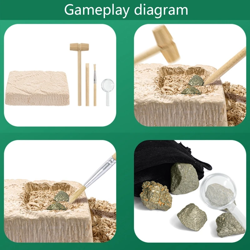 Science Dig Kits Pyrite Exploration Toy Parent-Children Interaction Game Toy DIY STEM Kits Collection Table Decoration
Science Dig Kits Pyrite Exploration Toy Parent-Children Interaction Game Toy DIY STEM Kits Collection Table Decoration