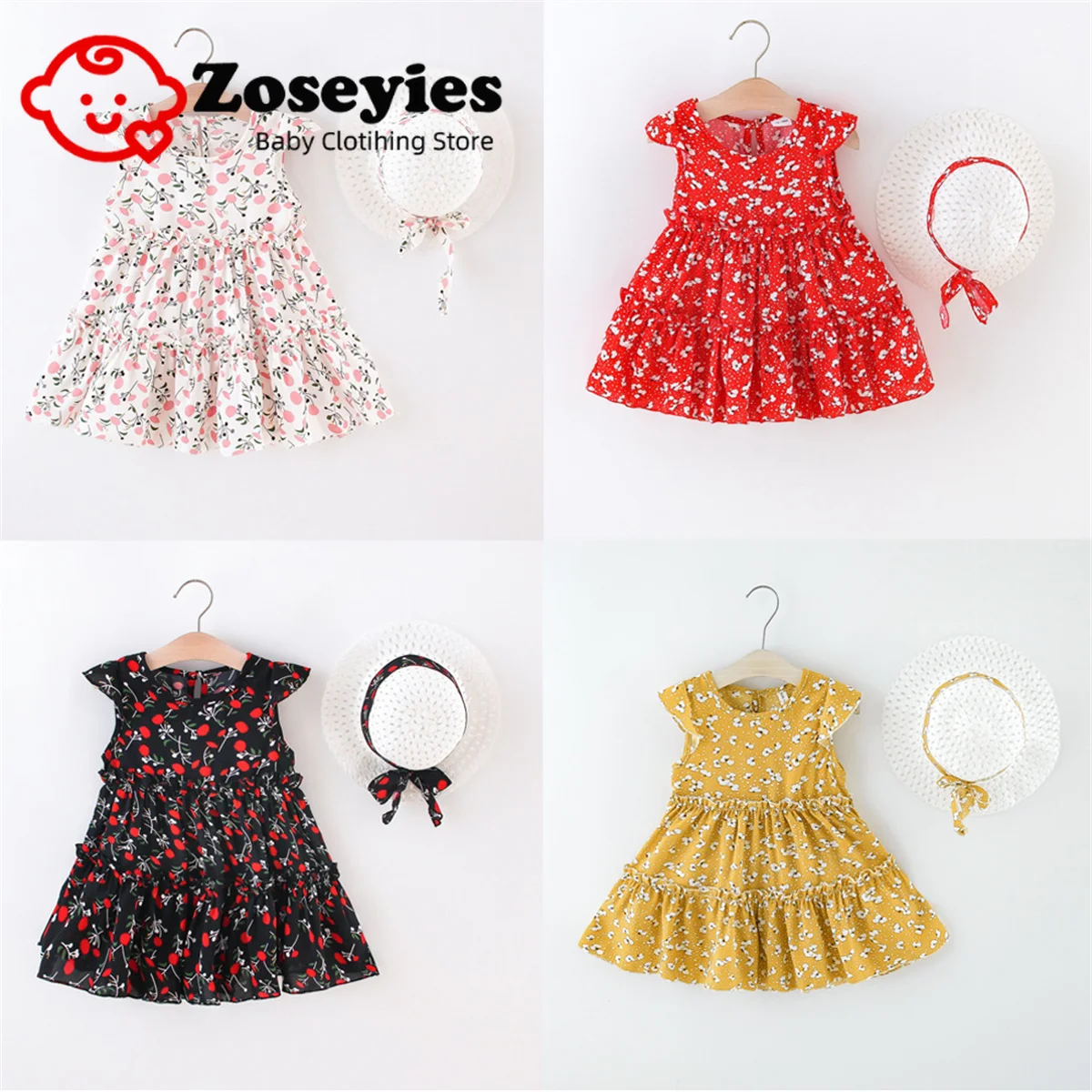 2 Pieces/Set Free Hat Summer Children'S New Flower Dot Flying Sleeves Chiffon Sweet And Cool Girls' Dress
2 Pieces/Set Free Hat Summer Children'S New Flower Dot Flying Sleeves Chiffon Sweet And Cool Girls' Dress