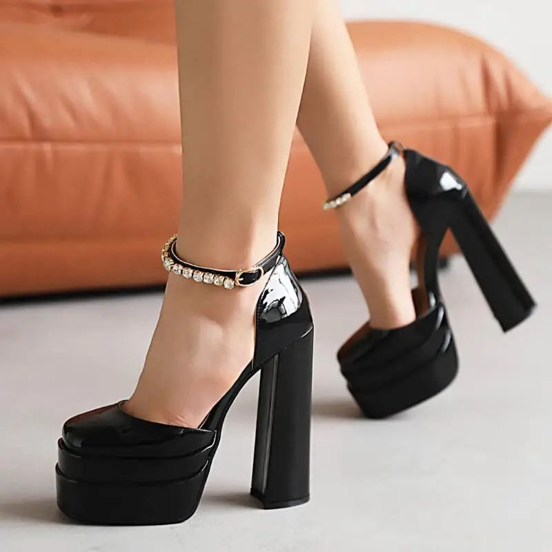 Women Thick High Heel Crystal Ankle Strap Platform Sandals Wedding Evening Party Dress Shoe Fashion Summer Lady Pumps 7-CHC-23
Women Thick High Heel Crystal Ankle Strap Platform Sandals Wedding Evening Party Dress Shoe Fashion Summer Lady Pumps 7-CHC-23