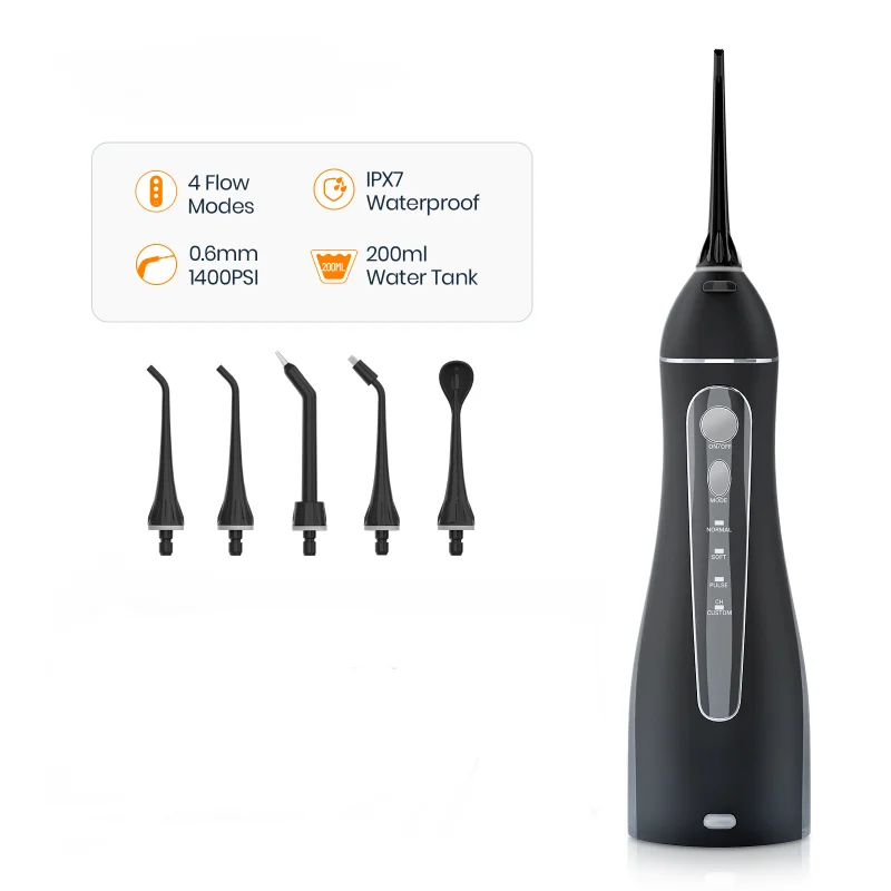 Portable Oral Irrigator With Travel Bag Water Flosser USB Rechargeable 5 Nozzles Jet 200ml Tank proof
Portable Oral Irrigator With Travel Bag Water Flosser USB Rechargeable 5 Nozzles Jet 200ml Tank proof