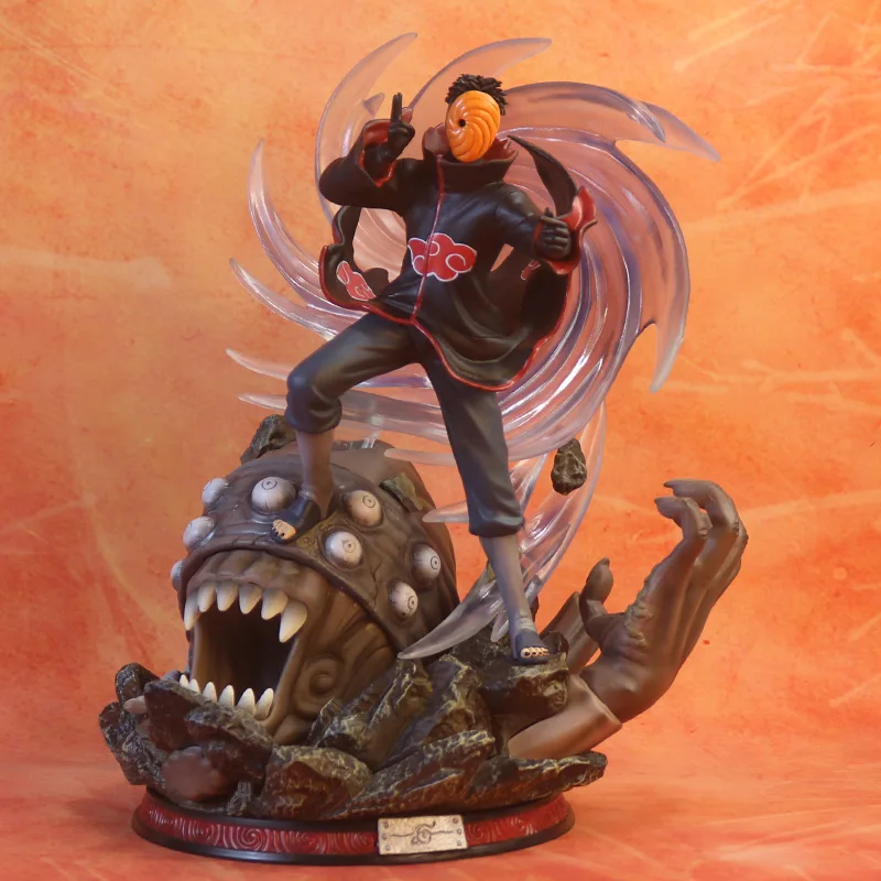 

Naruto Shippuden Figure GK Oversize Akatsuki Uchiha Obito Tobi Interchangeable Head 40cm PVC Statue Anime Figma Collectible Toys