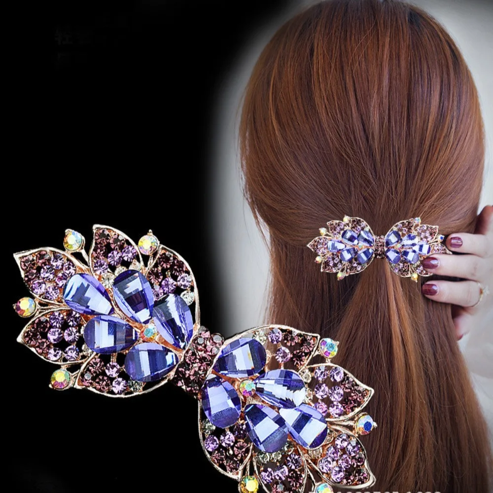 New Crystal Flower Bow Spring Hairpins Glittering Zircon Horizontal Clip Temperament Mother Hair Clip Fashion Hair Accessories
New Crystal Flower Bow Spring Hairpins Glittering Zircon Horizontal Clip Temperament Mother Hair Clip Fashion Hair Accessories