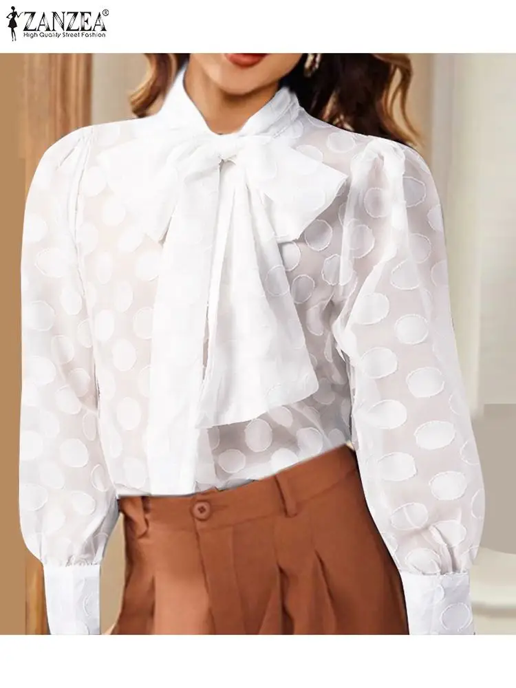 ZANZEA Elegant Bow Tie Shirt 2022 Spring Polka Dots Hollow Chemise Slim Party Tunic Top OL Blusas Women Casual Mesh Lace Blouse
ZANZEA Elegant Bow Tie Shirt 2022 Spring Polka Dots Hollow Chemise Slim Party Tunic Top OL Blusas Women Casual Mesh Lace Blouse