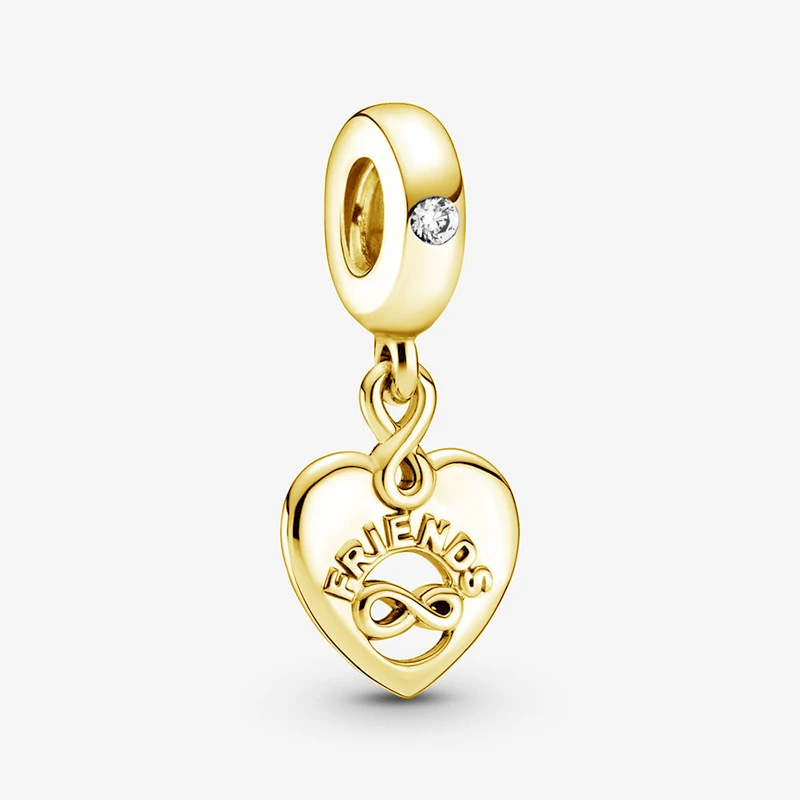 

Unique 925 Sterling Silver Bead Friends Forever Heart Dangle Charm Fit Original Pandora Bracelet Women DIY Jewelry Gift