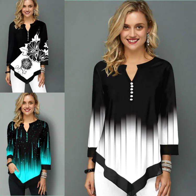 Shirt Fashion Large Size Tops Women Casual V Neck Shirt Ladies Loose Floral Print Tunic Shirt
Shirt Fashion Large Size Tops Women Casual V Neck Shirt Ladies Loose Floral Print Tunic Shirt