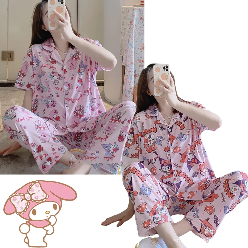 Kawaii Sanrio My Melody Lotso Anime Short Sleeve Pajamas Cinnamoroll Cardigan Milk Silk Cartoon Printing Home Clothes Kids Toys
Kawaii Sanrio My Melody Lotso Anime Short Sleeve Pajamas Cinnamoroll Cardigan Milk Silk Cartoon Printing Home Clothes Kids Toys
