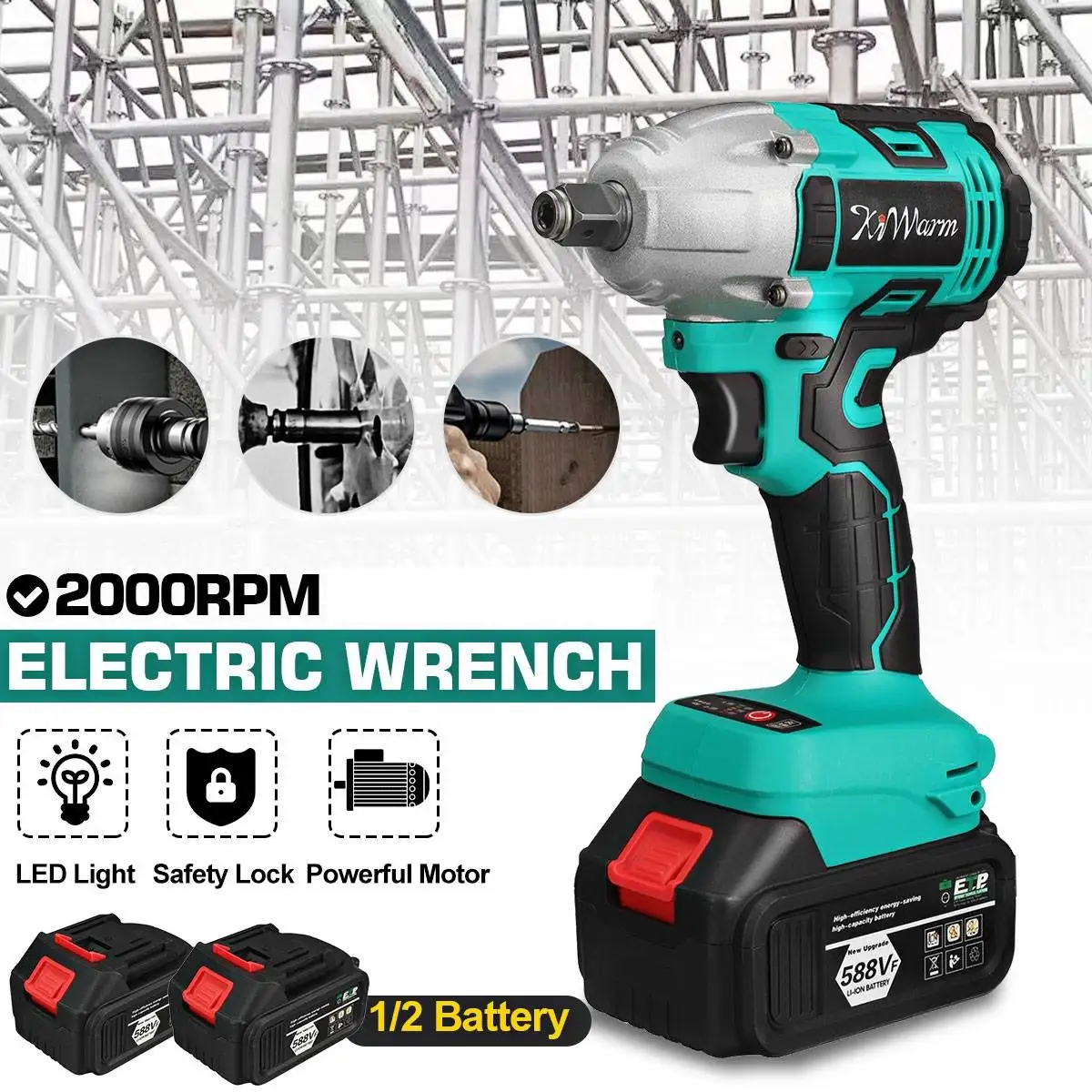 588vf 800N.M Brushless Cordless Electric Impact Wrench Rechargeable Wrench Power Tools Li-ion Battery for Makita 18V Battery
588vf 800N.M Brushless Cordless Electric Impact Wrench Rechargeable Wrench Power Tools Li-ion Battery for Makita 18V Battery