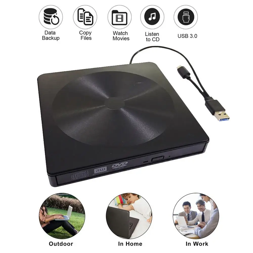 Внешний оптический привод USB 3.0 Type-C, устройство записи DVD / CD / VCD
Внешний оптический привод USB 3.0 Type-C, устройство записи DVD / CD / VCD