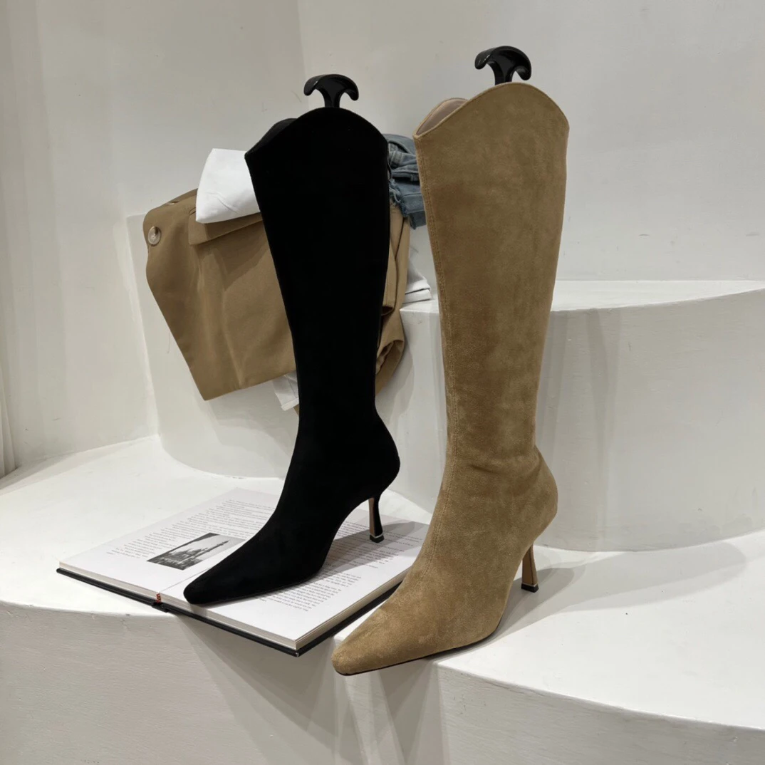 Pointed Toe Women Knee High Boots Black Beige Sock Booties Thin High Heels Back Zipper Fashion Winter Pumps Size 35-39 Dress
Pointed Toe Women Knee High Boots Black Beige Sock Booties Thin High Heels Back Zipper Fashion Winter Pumps Size 35-39 Dress