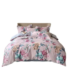 Svetanya Pink Flowers Chinese Traditional Egyptian Cotton Bedding Set Queen King Size Bedlinens Fitted Sheet Duvet Cover Set