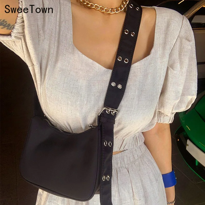 Sweetown Baguette Bag Women Vintage Shoulder Bag 2022 New Nylon Casual Girls Armpit Bag Solid Color Handbag Crossbody Bag
Sweetown Baguette Bag Women Vintage Shoulder Bag 2022 New Nylon Casual Girls Armpit Bag Solid Color Handbag Crossbody Bag