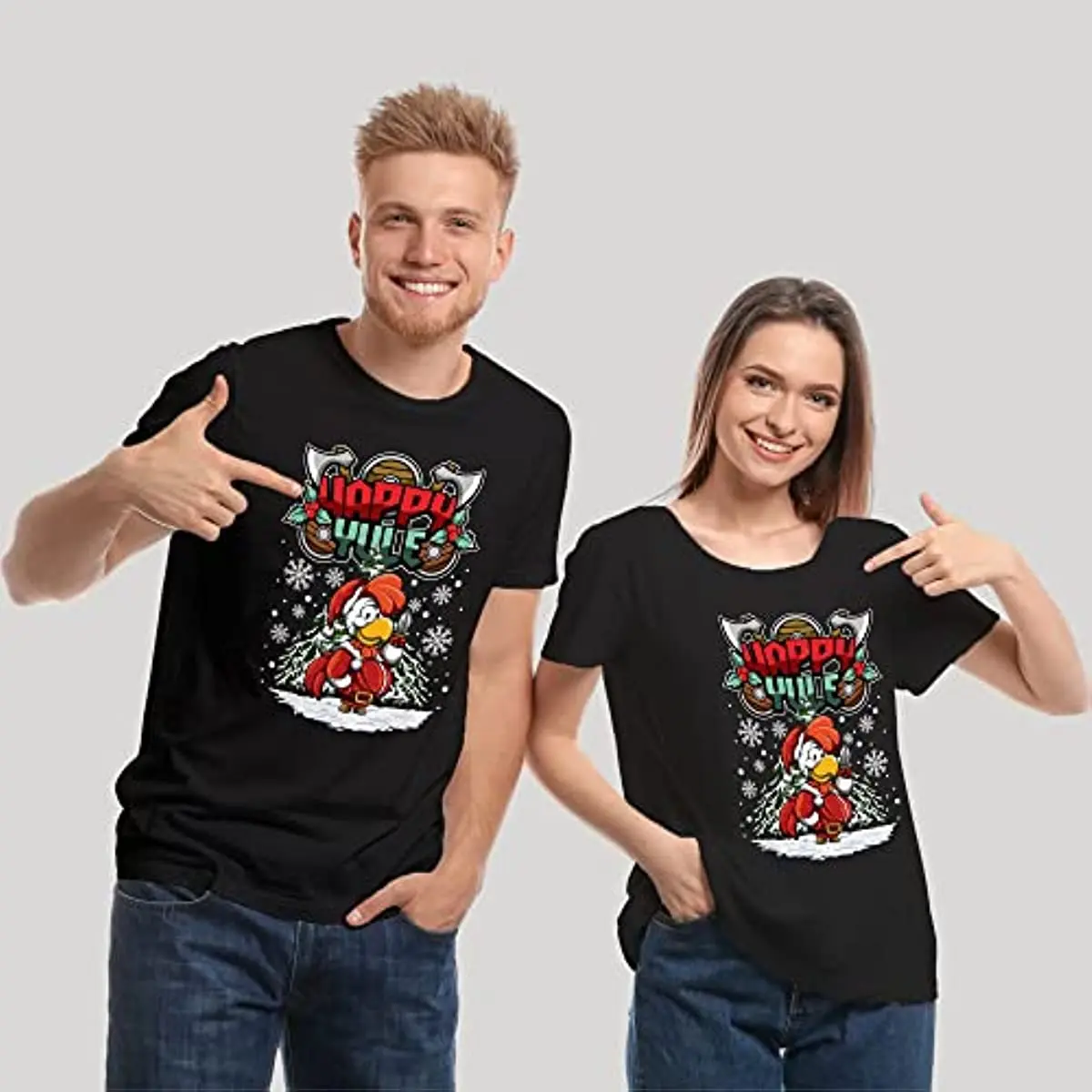 

Happy Yule Viking Christmas Chicken Unisex Pajamas T-Shirt 100% Cotton O-Neck Summer Short Sleeve Casual Mens T-shirt Size S-3XL