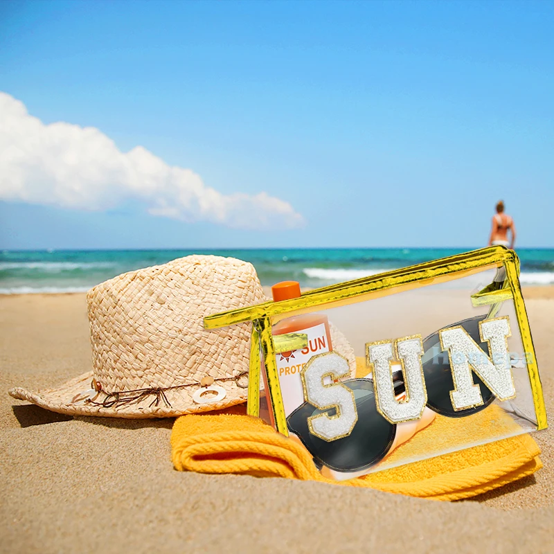 Travel Essentials Women Preppy Patch SUN Varsity Makeup Bag Cosmetic Organizer Toiletry Bags Transparent Waterproof Zipper Purse
Travel Essentials Women Preppy Patch SUN Varsity Makeup Bag Cosmetic Organizer Toiletry Bags Transparent Waterproof Zipper Purse