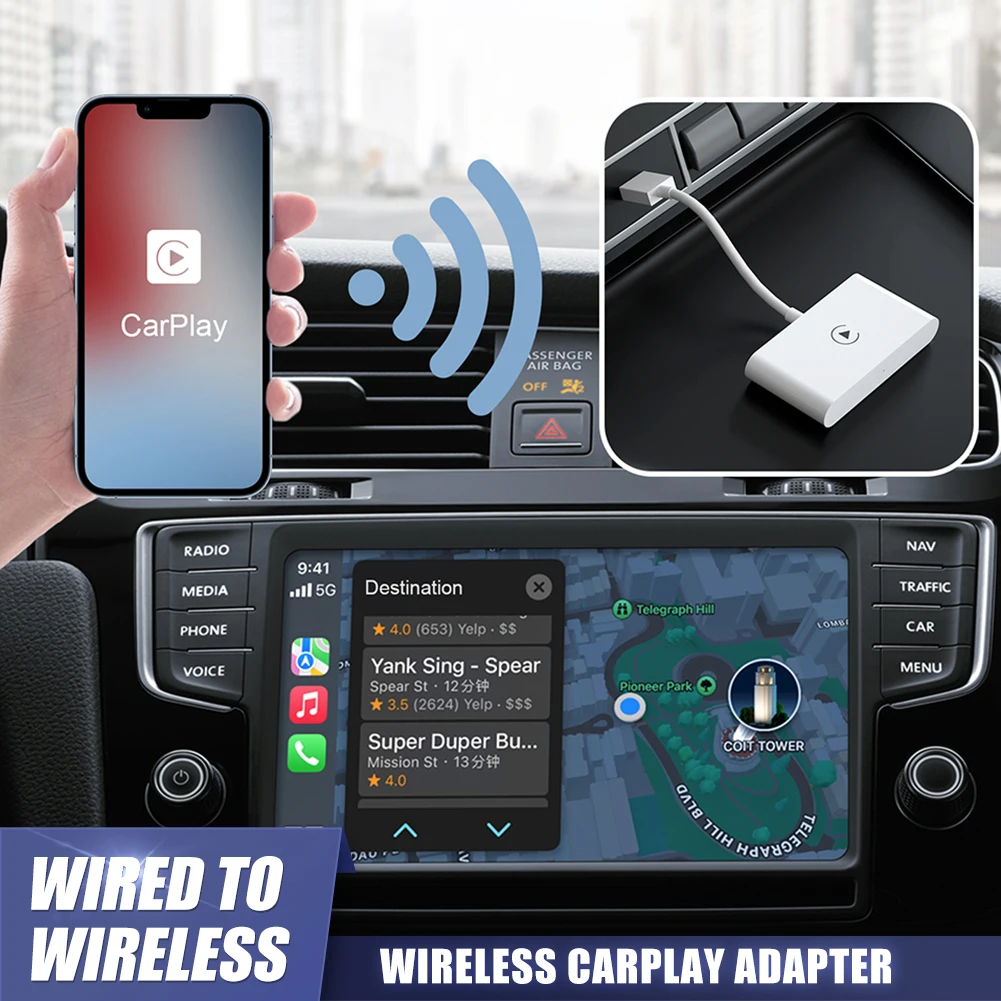 Wireless CarPlay Adapter For iPhone Wireless Auto Car Adapter Apple Plug and Play Wired to Wireless Dongle WiFi Online Update
Wireless CarPlay Adapter For iPhone Wireless Auto Car Adapter Apple Plug and Play Wired to Wireless Dongle WiFi Online Update