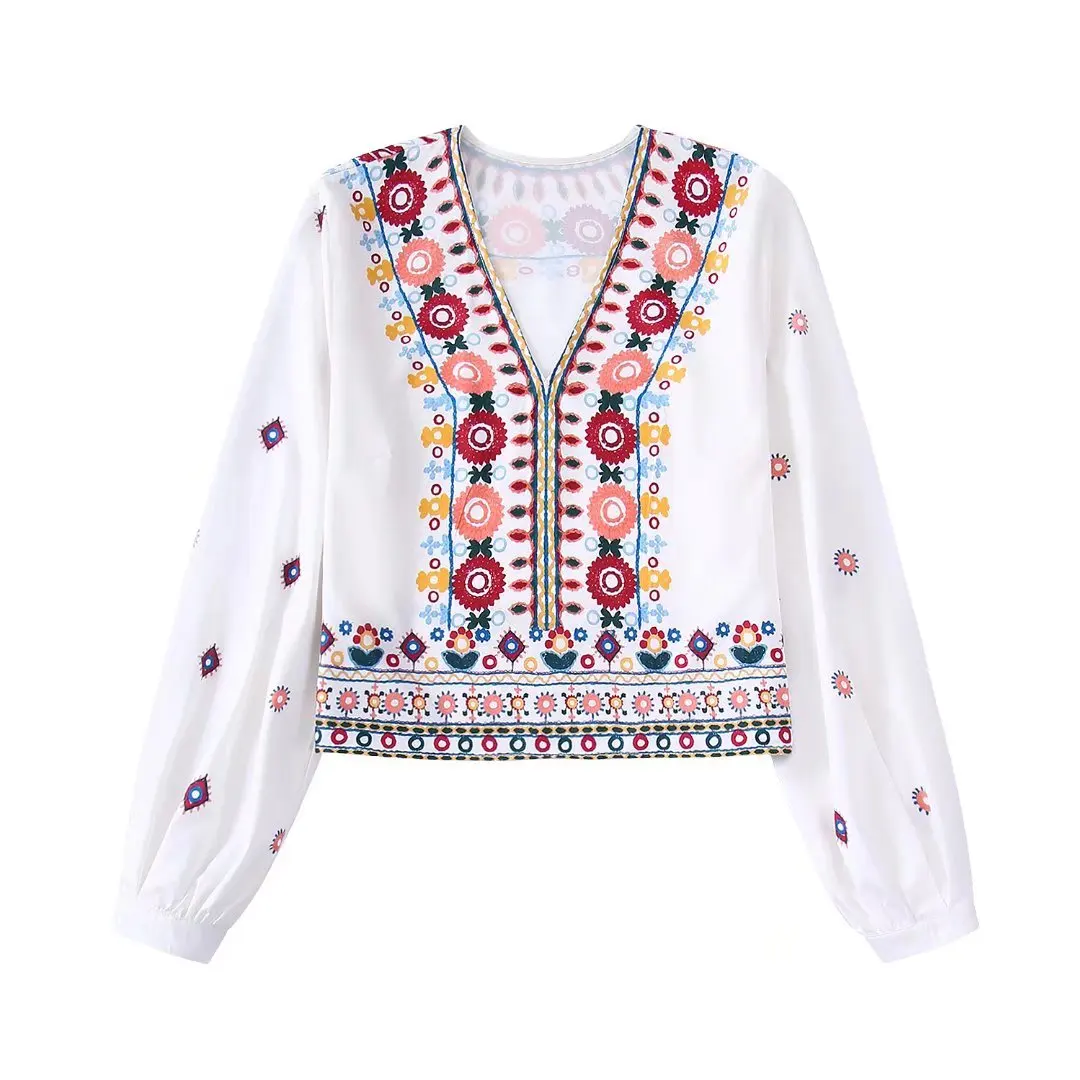 2022 Women Fashion V-neck Soft Touch Shirts Contrast Color Printing Vintage Long Sleeve Button-up Female Shirts Chic Tops
2022 Women Fashion V-neck Soft Touch Shirts Contrast Color Printing Vintage Long Sleeve Button-up Female Shirts Chic Tops
