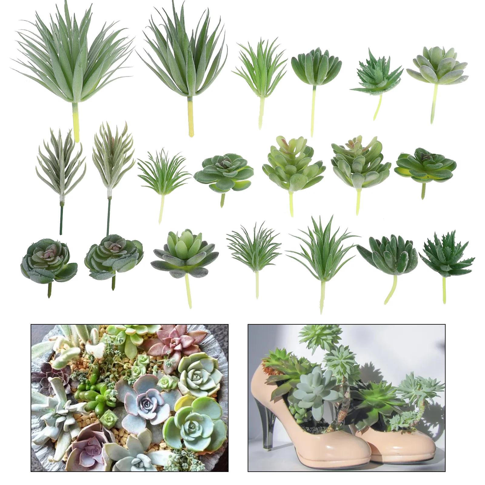 

Succulent Artificial Succulents Fake Faux Potted Mini Simulation Flocking Decorations Greenery Flowers Pick Ornament Decor Green