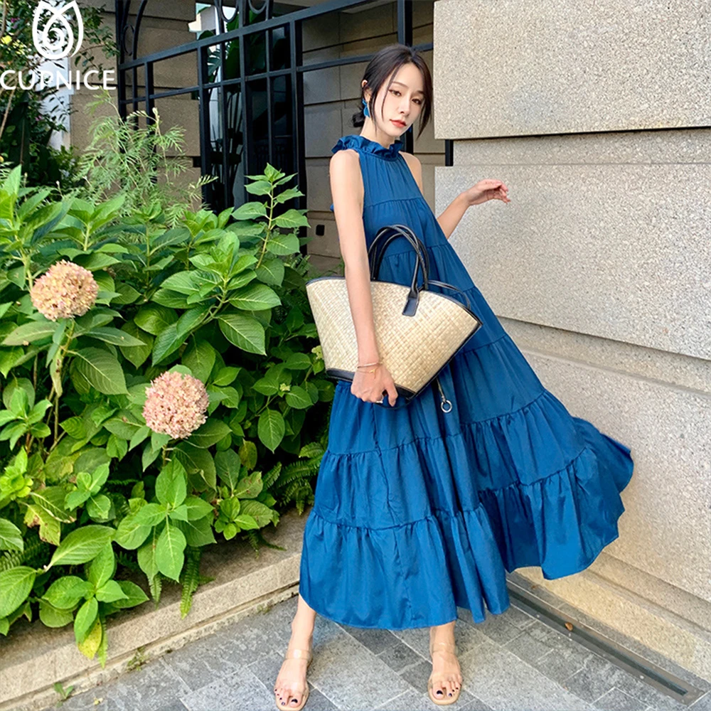 Cupnice 2022 Summer Blue Halter Elegant French Maxi Dress for Women Sleeveless Vintage Mature Robe Ruffled Collar New Vestidos
Cupnice 2022 Summer Blue Halter Elegant French Maxi Dress for Women Sleeveless Vintage Mature Robe Ruffled Collar New Vestidos
