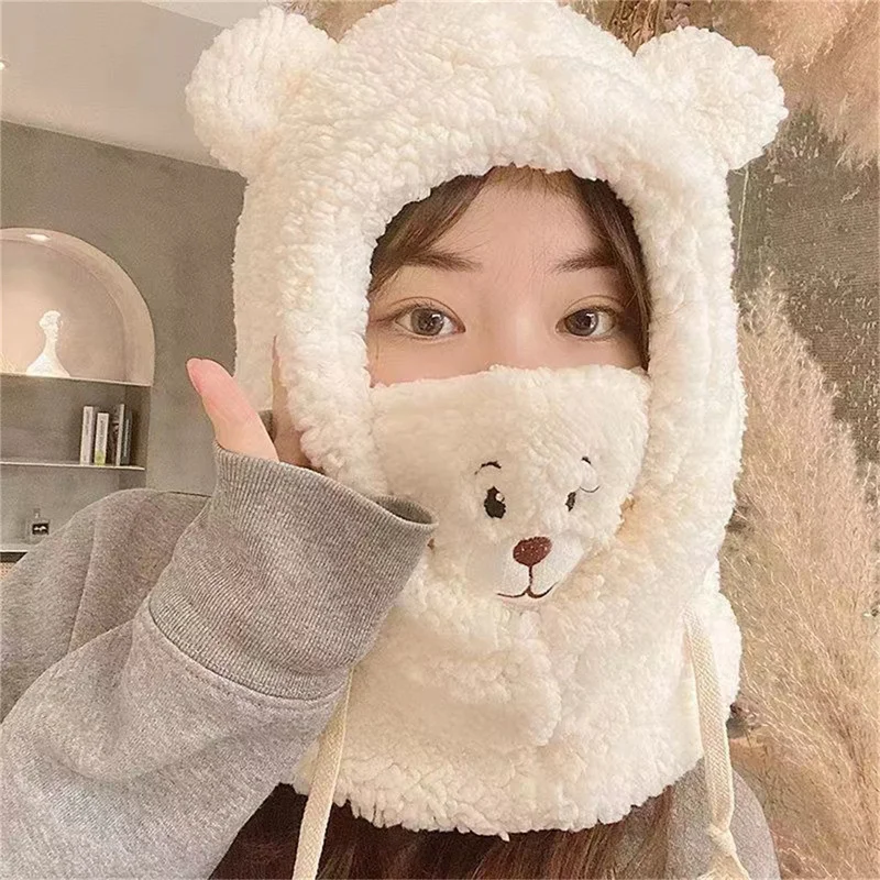 2022 Cartoon Bear Ear Lamb Beanie Hat With Mask Warm Balaclava Winter Thickened Ear Protection Autumn Skullies Beanies for Girl
2022 Cartoon Bear Ear Lamb Beanie Hat With Mask Warm Balaclava Winter Thickened Ear Protection Autumn Skullies Beanies for Girl
