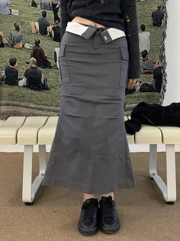 WeiYao Two Functional Pockets Y2K Cargo Skirts Womens Back Slit Zip Up Contrast Folds Low Rise Trumpet & Mermaid Midi Skirt
WeiYao Two Functional Pockets Y2K Cargo Skirts Womens Back Slit Zip Up Contrast Folds Low Rise Trumpet & Mermaid Midi Skirt