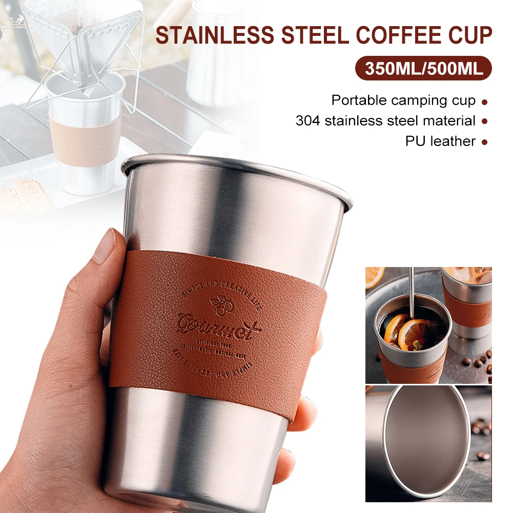 Portable Camping Coffee Cup PU Leather Tea Milk Mugs For Picnic Hiking Beach Drinkware Stainless Steel Water Cups 350/500ML
Portable Camping Coffee Cup PU Leather Tea Milk Mugs For Picnic Hiking Beach Drinkware Stainless Steel Water Cups 350/500ML