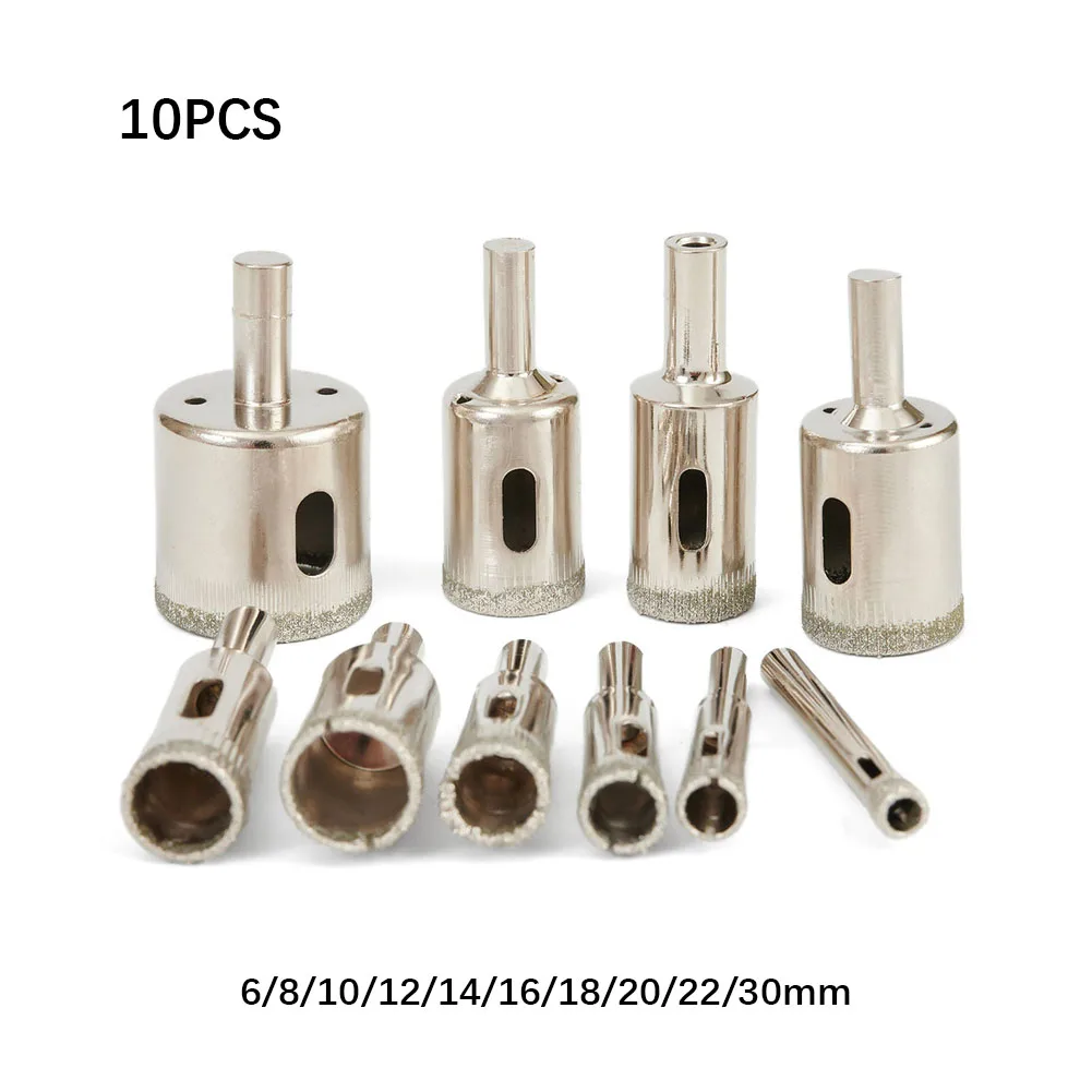 10pcs 6-30mm Diamond Coated Drill Bits Set Hole Saw Kit For Glass Marble Tiles Granite Ceramic Core Drill Bit Power Tool Parts
10pcs 6-30mm Diamond Coated Drill Bits Set Hole Saw Kit For Glass Marble Tiles Granite Ceramic Core Drill Bit Power Tool Parts