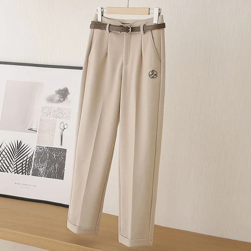Women's Golf Pants Winter High-waisted Casual Suit Pant Thicken Slim Elastic Straight Woolen Trousers Korean Ladies Golf Wear
Women's Golf Pants Winter High-waisted Casual Suit Pant Thicken Slim Elastic Straight Woolen Trousers Korean Ladies Golf Wear