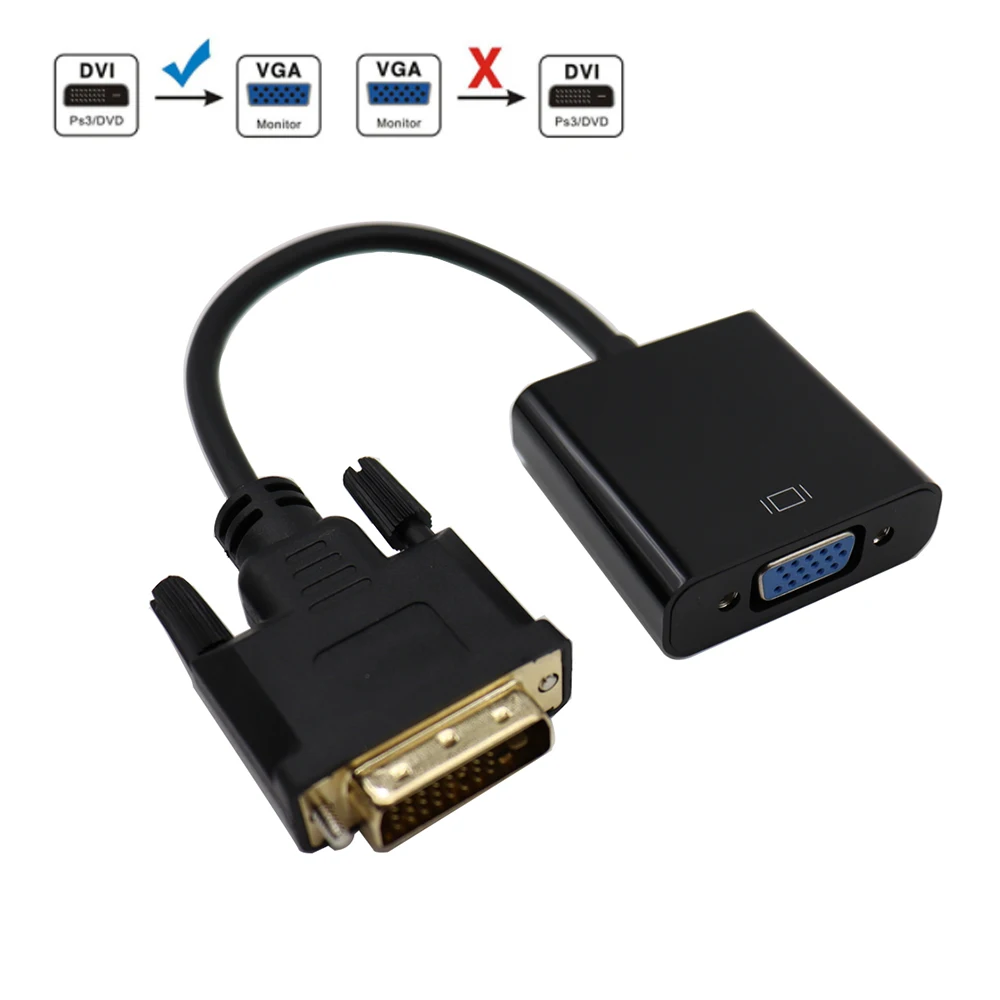 Full HD 1080P DVI-D DVI To VGA Adapter Video Cable Converter 24+1 25Pin to 15Pin Cable Converter for PC Computer Monitor
Full HD 1080P DVI-D DVI To VGA Adapter Video Cable Converter 24+1 25Pin to 15Pin Cable Converter for PC Computer Monitor