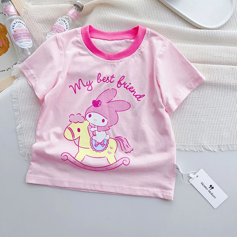 Sanrio детская футболка My Melody Kuromi аниме Kawaii Мультяшные полоски Корейская версия детская повседневная одежда футболка для девочек и мальчиков Y2K Топ
Sanrio детская футболка My Melody Kuromi аниме Kawaii Мультяшные полоски Корейская версия детская повседневная одежда футболка для девочек и мальчиков Y2K Топ