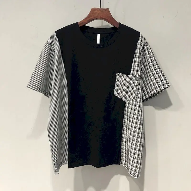 Large Size T Shirt Women Summer Trend Plaid Stitching Design Sense Bottoming Tshirt Loose Casual Short Sleeve Top Womens Clothes
Large Size T Shirt Women Summer Trend Plaid Stitching Design Sense Bottoming Tshirt Loose Casual Short Sleeve Top Womens Clothes