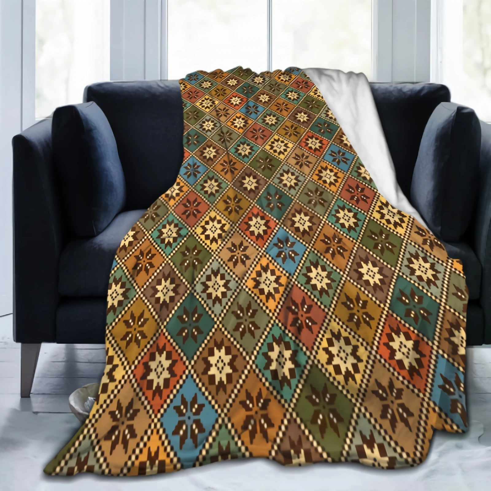 Colorful Ethnic Pattern In Blue Green Brown And Orange Throw Blanket 80"x60" Super Soft Warm Lightweight Fleece Plush Blankets
Colorful Ethnic Pattern In Blue Green Brown And Orange Throw Blanket 80"x60" Super Soft Warm Lightweight Fleece Plush Blankets