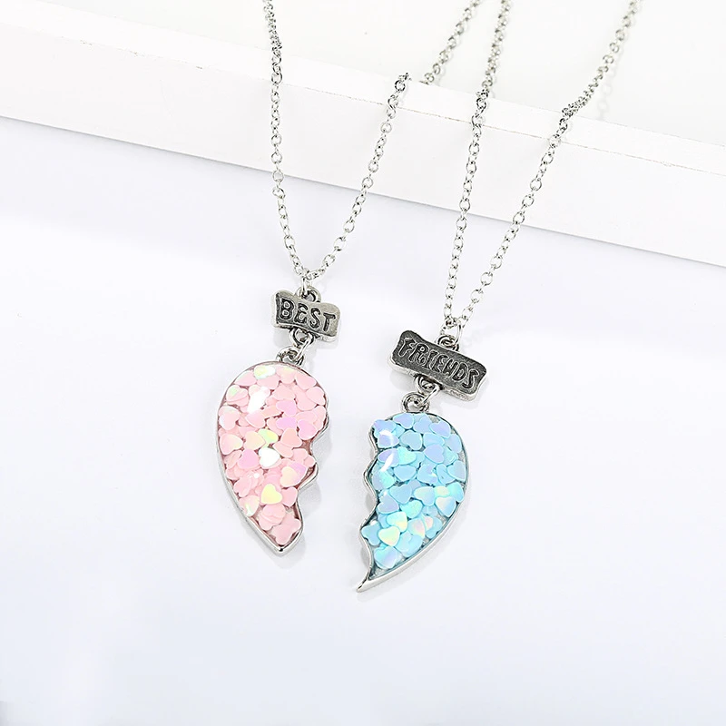 2pcs/set Fashion Creative Alloy Sequin Heart Necklace For Students Children Cute Friendship Jewelry Bracelet Best Friend Gift
2pcs/set Fashion Creative Alloy Sequin Heart Necklace For Students Children Cute Friendship Jewelry Bracelet Best Friend Gift