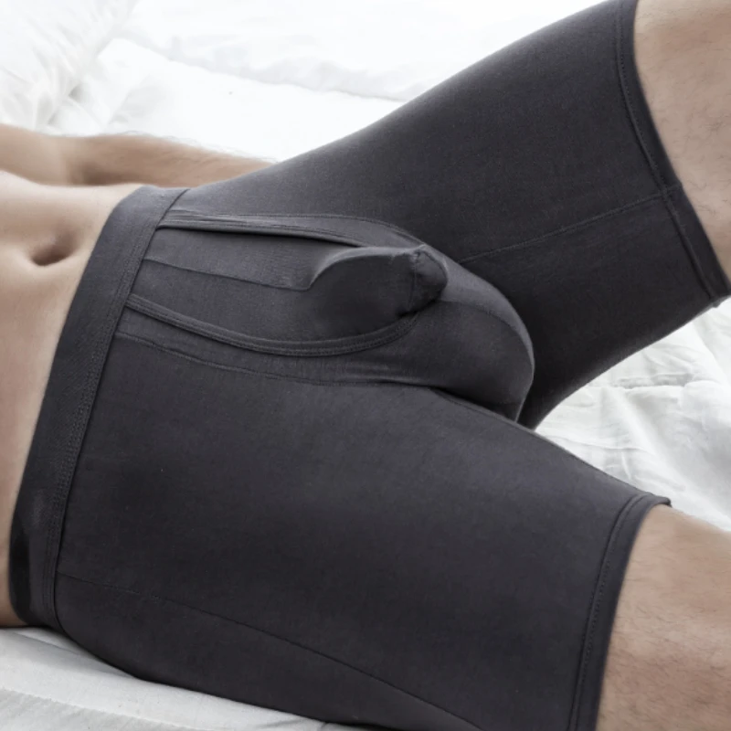 Мужские Длинные боксеры большого размера, дышащие спортивные трусы с отделением для мошонки, бикини