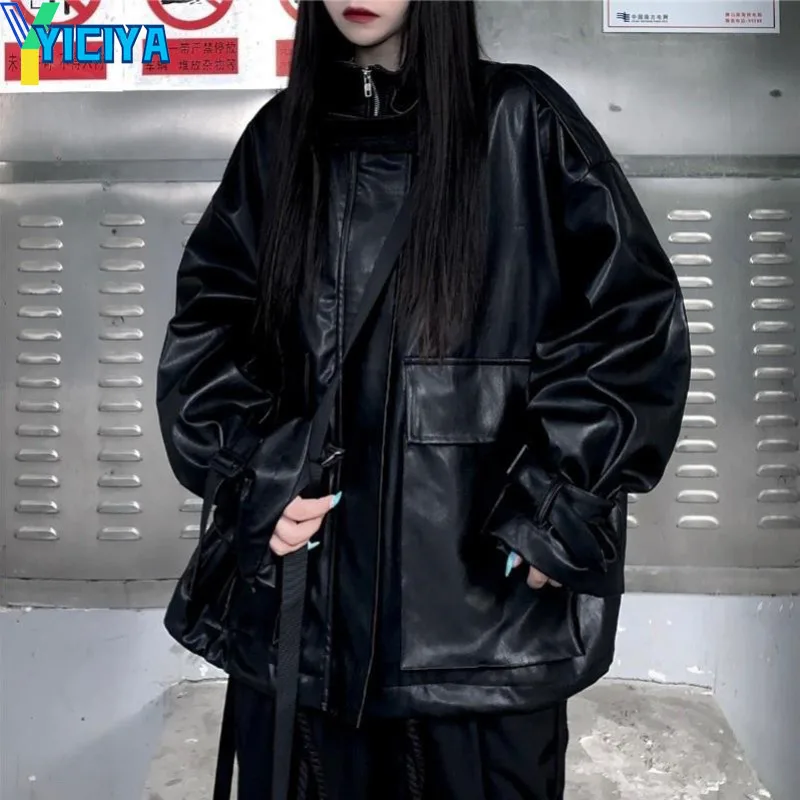 YICIYA Black Leather Jacket Women Winter 2022 Long Moto Biker Zipper Pockets Jacket Streetwear Harajuku Y2K Casual Woman's Coats
YICIYA Black Leather Jacket Women Winter 2022 Long Moto Biker Zipper Pockets Jacket Streetwear Harajuku Y2K Casual Woman's Coats