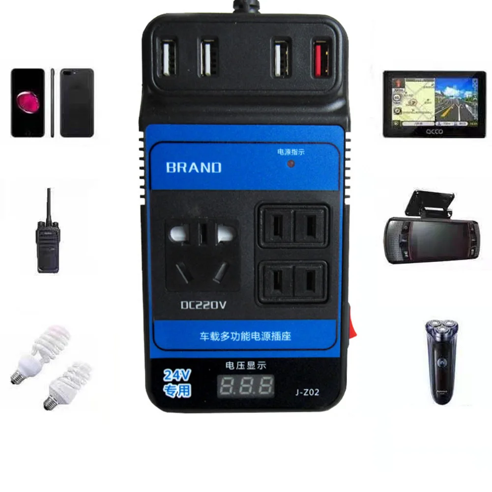 Converter Trip Power Inverter Vehicle DC12V 24V To DC110V/220V LED Display Overcurrent Multiple Protections Black ABS 4 Ports
Converter Trip Power Inverter Vehicle DC12V 24V To DC110V/220V LED Display Overcurrent Multiple Protections Black ABS 4 Ports