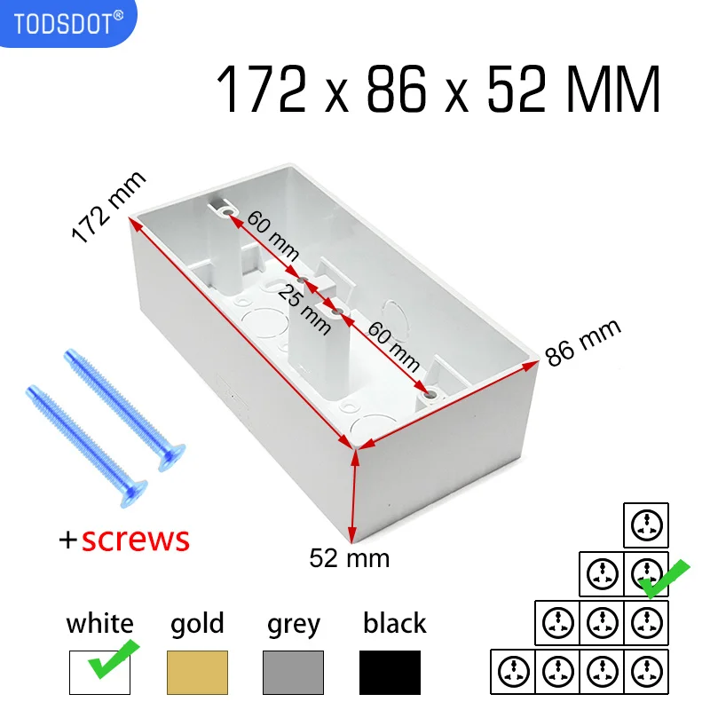 TODSDOT Коробка для выключателя T-BOX-E172-52 белая ПВХ 50 мм
TODSDOT Коробка для выключателя T-BOX-E172-52 белая ПВХ 50 мм