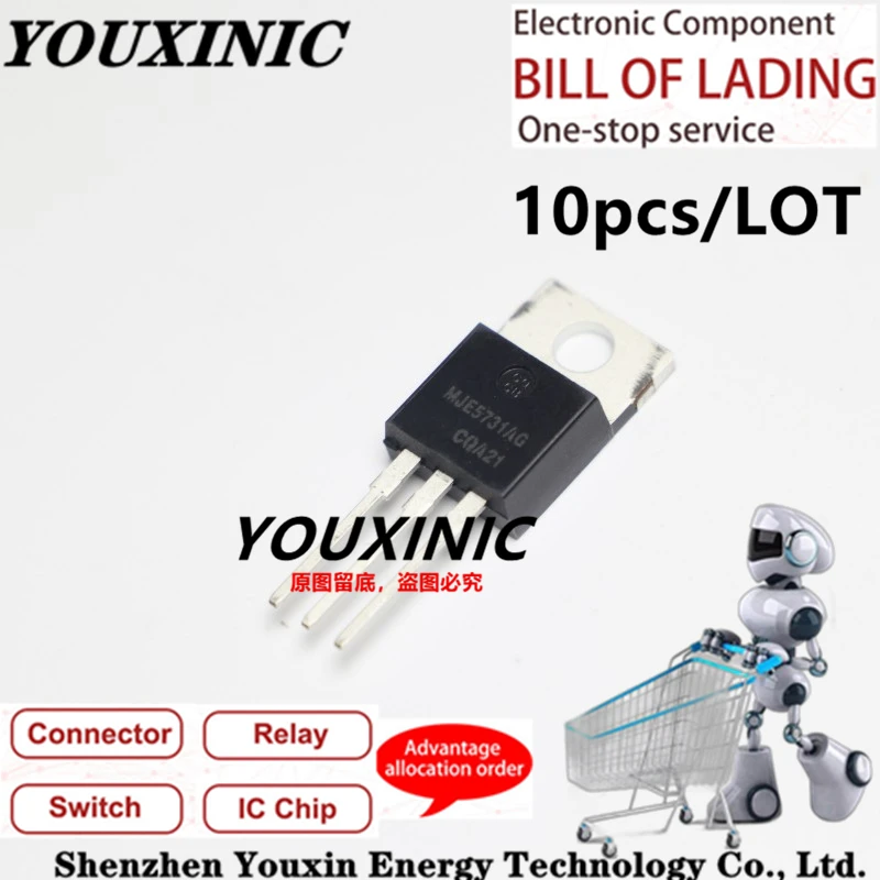 YOUXINIC 100% New Imported Original MJE5731AG MJE5731A MJE5731 TO-220 PNP Silicon Power BJT Transistor 375V 1A
YOUXINIC 100% New Imported Original MJE5731AG MJE5731A MJE5731 TO-220 PNP Silicon Power BJT Transistor 375V 1A