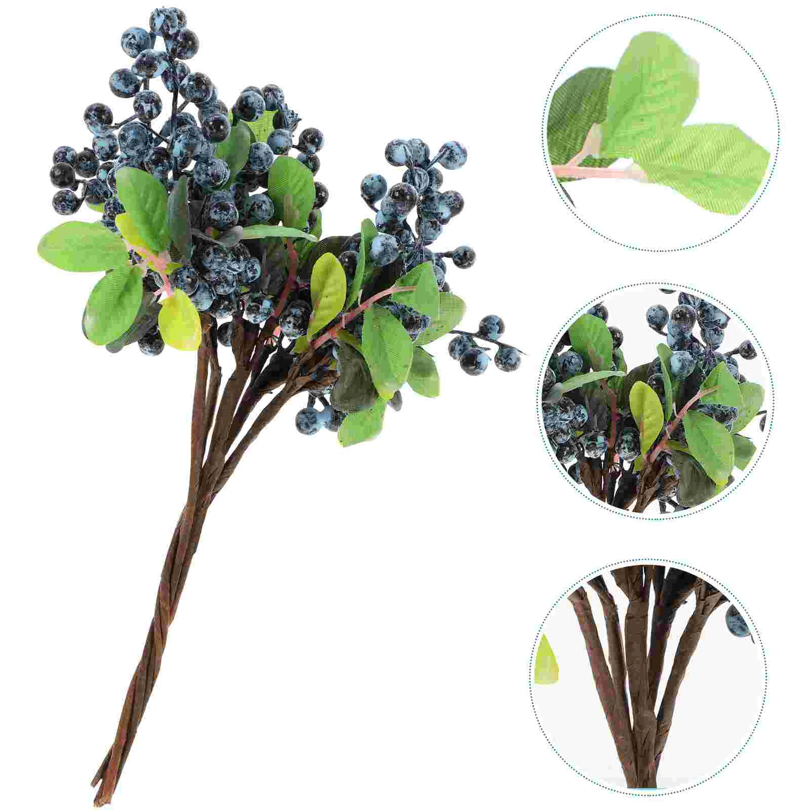 

Berries Berry Artificial Fake Stems Christmas Blueberry Branches Flower Holly Picks Red Faux Decor Pick Blueberries Fruit Stem