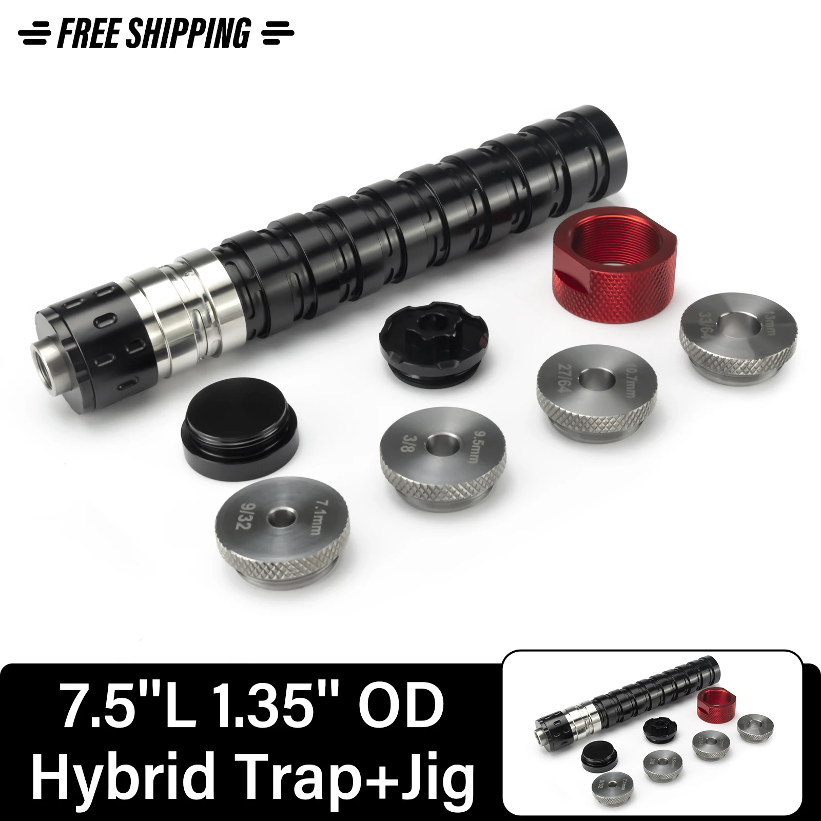 7.5''L 1.35''OD Modular Solvent Filter Hybrid Trap 1-3/16x24 MST + 1/2x28 Piston Booster + Baffle Cone Cups Guide Drill Jig Kit
7.5''L 1.35''OD Modular Solvent Filter Hybrid Trap 1-3/16x24 MST + 1/2x28 Piston Booster + Baffle Cone Cups Guide Drill Jig Kit